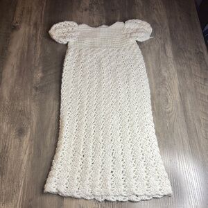 Charming White Crochet Infant Dress